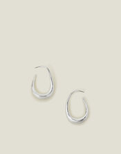 Chunky Hoop Drop Earrings, Silver (SILVER), large