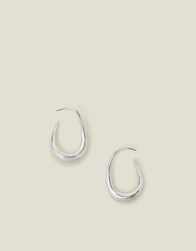 Chunky Hoop Drop Earrings, Silver (SILVER), large
