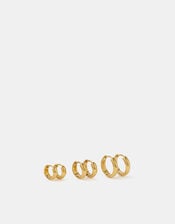 3-Pack Stainless Steel Clicker Hoop Earrings, , large