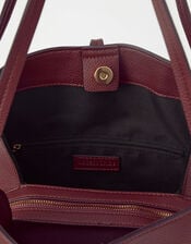 Slouchy Tassel Charm Shoulder Bag, Red (BURGUNDY), large