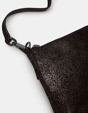 Glitter Leather Crossbody Bag, Black (BLACK), large
