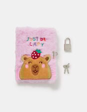 Girls Fluffy Capybara Lockable Journal, , large