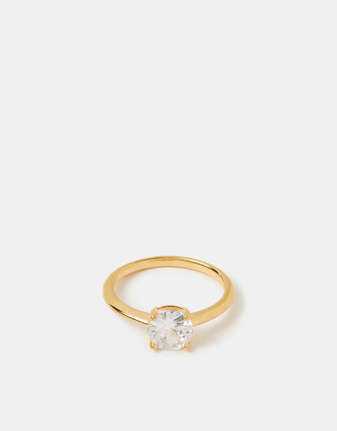 14ct Gold-Plated Solitaire Ring, Gold (GOLD), large