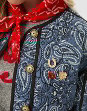 Paisley Print Quilted Jacket, Blue (BLUE), large