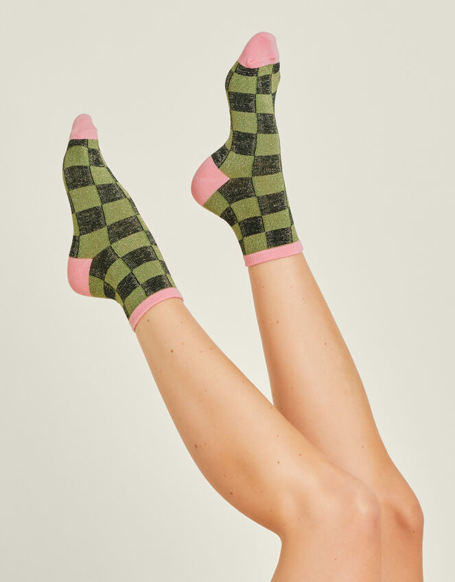 Glitter Checkerboard Socks, , large