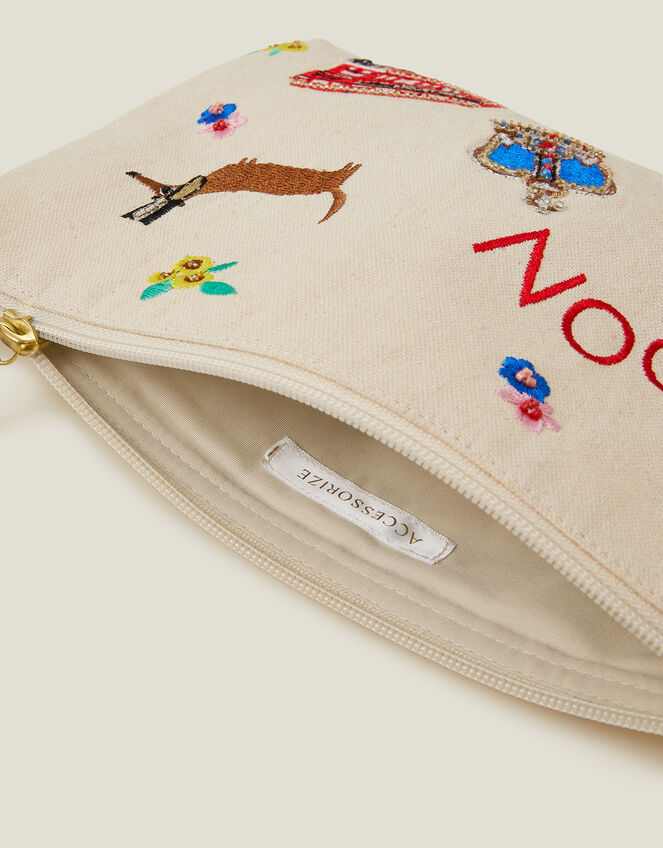 Embroidered London Make Up Bag, , large