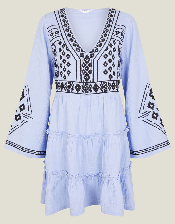 Vine Floral Embroidered Long Sleeve Mini Dress main image 0