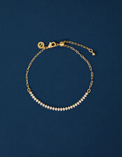 14ct Gold-Plated Marquise Tennis Bracelet, , large