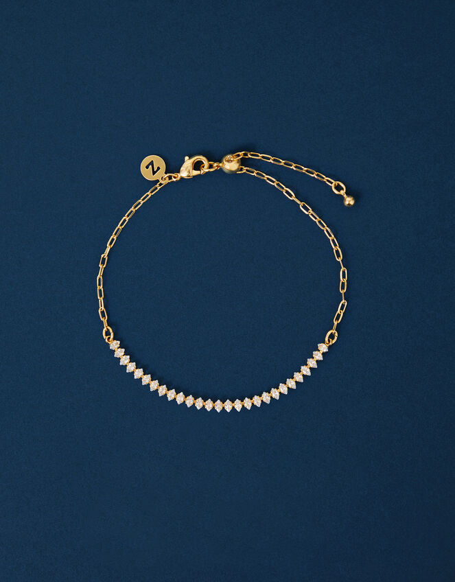 14ct Gold-Plated Marquise Tennis Bracelet, , large