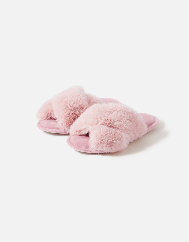Super-Soft Faux Fur Sliders, Pink (PINK), large