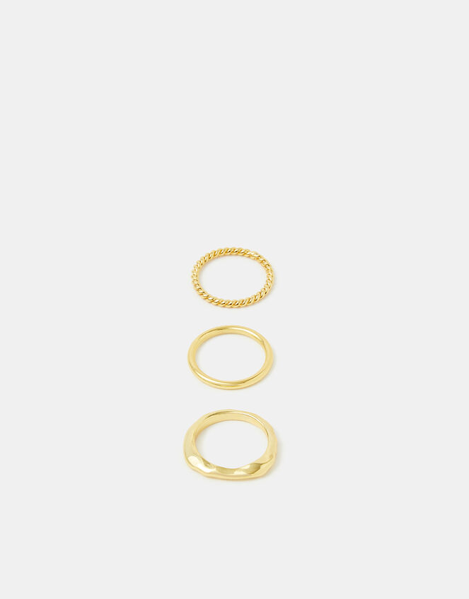 3-Pack 14ct Gold-Plated Mixed Rings, Gold (GOLD), large