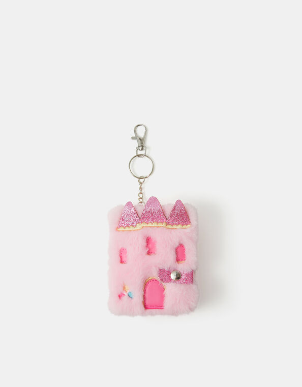 Girls Faux Fur Castle Keychain Notebook, , large