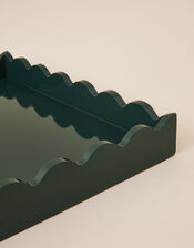 Large Glossy Wooden Tray with Scalloped Edge, , large