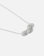 Sterling Silver Triple Pave Ball Necklace, , large