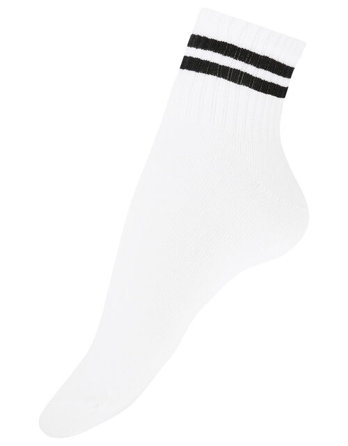 Sporty Stripe Varsity Ankle Socks White Socks Tights Accessorize Global