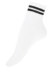 Stripe Varsity Socks Set of Two, White (WHITE), large
