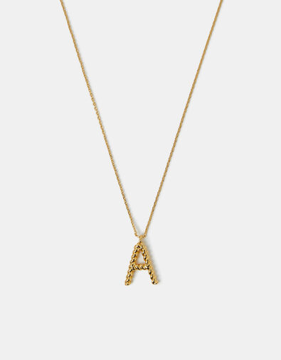 14ct Gold-Plated Twisted Initial Necklace, Gold (GOLD), large