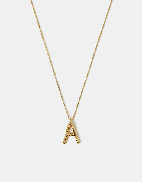 14ct Gold-Plated Twisted Initial Necklace, Gold (GOLD), large