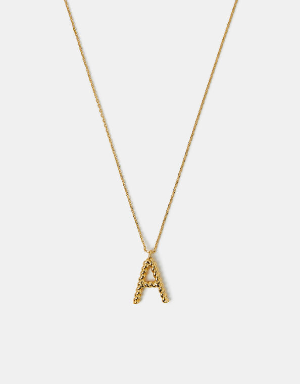 14ct Gold-Plated Twisted Initial Necklace, Gold (GOLD), large