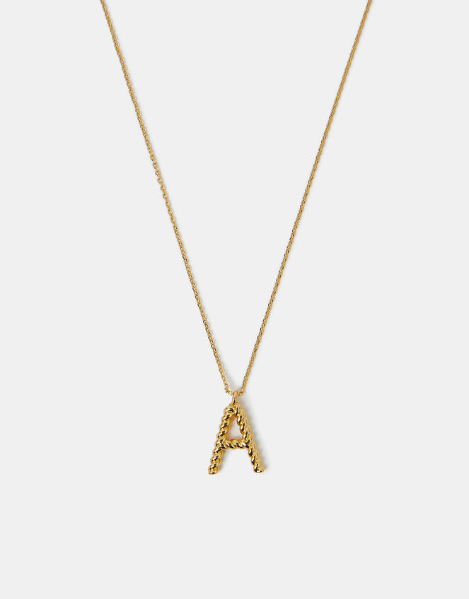 14ct Gold-Plated Twisted Initial Necklace, Gold (GOLD), large