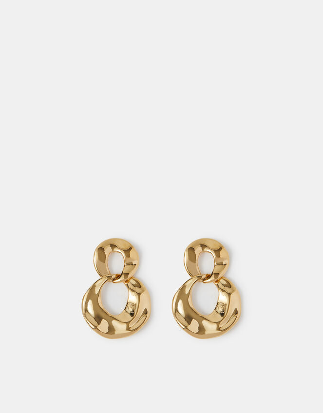 14ct Gold-Plated Round Link Drop Earrings, , large