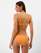 Shell Embossed Tie Side Bikini Bottoms, Orange (ORANGE), large