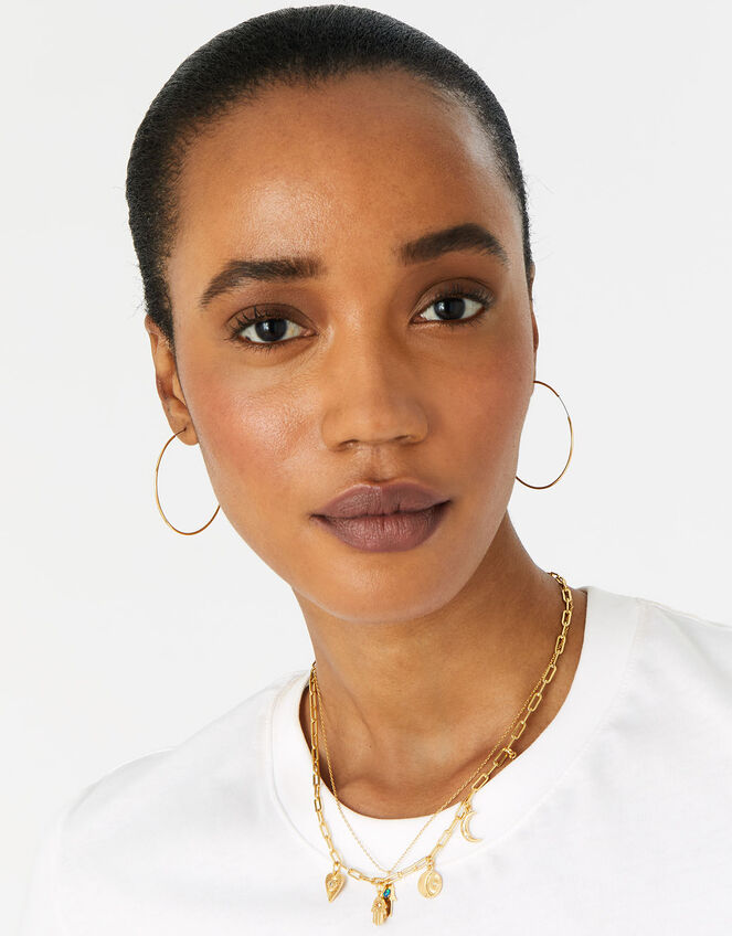 Gold-Plated Talisman Collar Necklace, , large