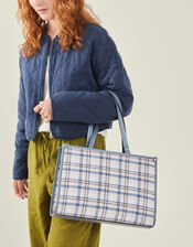 Textile Check Tote Bag, , large