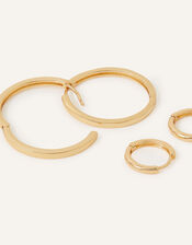 14ct Gold-Plated Hoop Earrings Set of Two, , large
