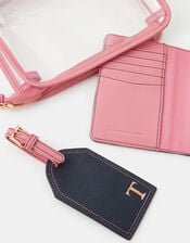 Initial Passport Holder & Luggage Tag, Blue (NAVY), large