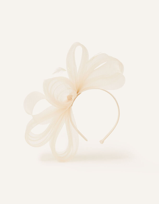 Sofia Crin Bow Sinamay Band Fascinator, Natural (CHAMPAGNE), large