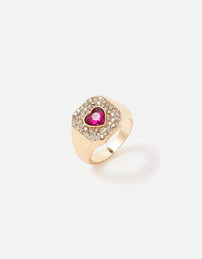 New Decadence Heart Coin Signet Ring, Pink (PINK), large