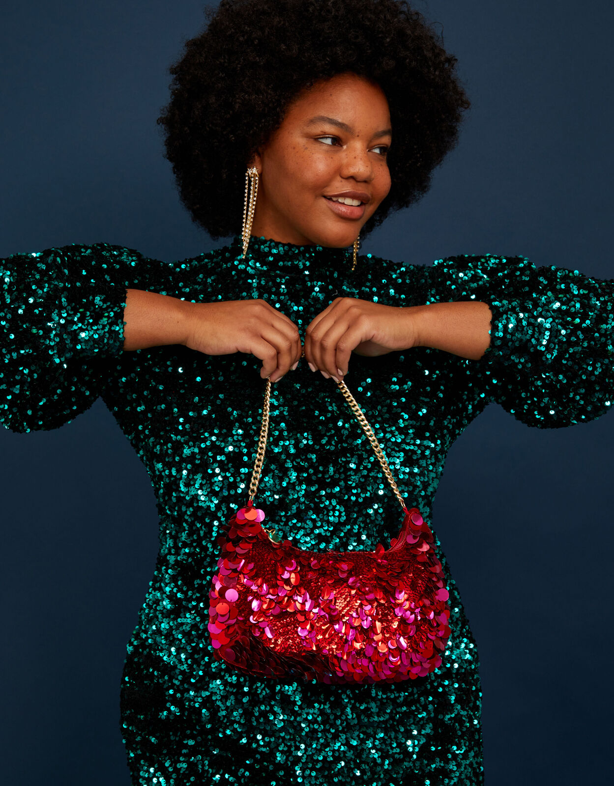 Sequin Chain Shoulder Bag