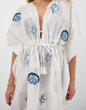 Shell Patchwork Mini Kaftan, Ivory (IVORY), large