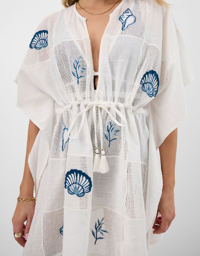 Shell Patchwork Mini Kaftan, Ivory (IVORY), large