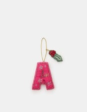 Embellished Initial Christmas Tree Decoration, Pink (PINK), large