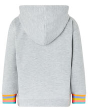 Glittery Rainbow Striped Hoodie, Grey (GREY), large