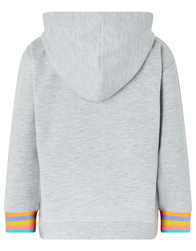 Glittery Rainbow Striped Hoodie, Grey (GREY), large