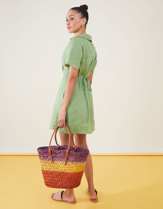 Ombre Straw Beach Basket Bag, , large