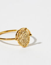 Gold-Plated Amulet Coin Ring, Gold (GOLD), large
