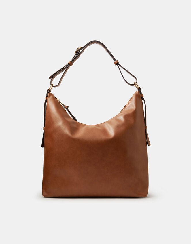 Slouchy Buckle Strap Shoulder Bag, Tan (TAN), large