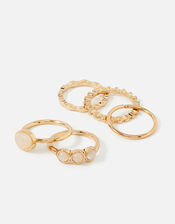 Pearl Stones Stacking Ring Set, Pink (PINK), large