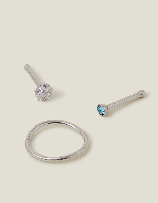 3-Pack Platinum-Plated Surgical Steel Nose Studs, , large