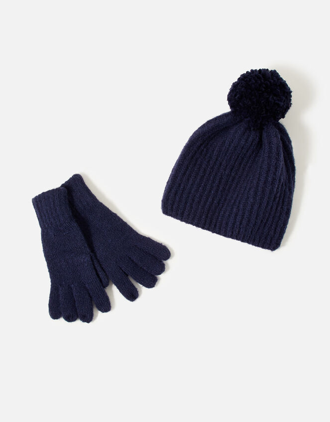 Girls Glove and Hat Set , Blue (NAVY), large