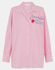 Ciao Bella Embroidered Stripe Shirt, Pink (PINK), large