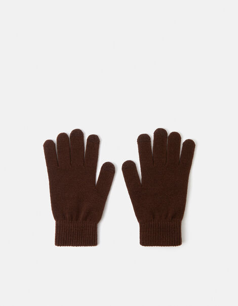 Plain Touch Screen Gloves , Brown (CHOCOLATE), large