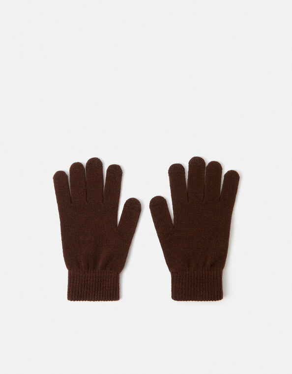 Plain Touch Screen Gloves , Brown (CHOCOLATE), large