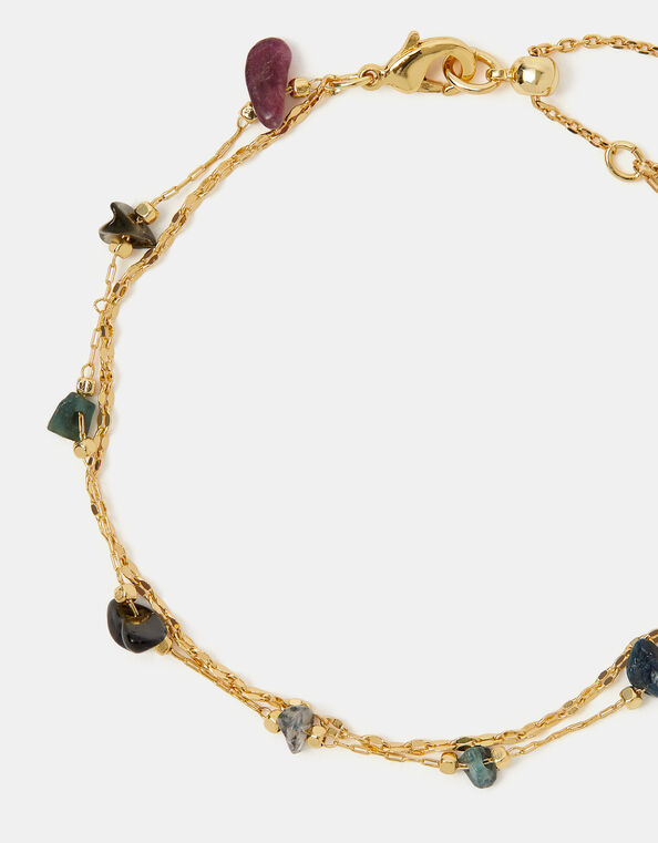14ct Gold-Plated Semi-Precious Stone Layered Bracelet, , large