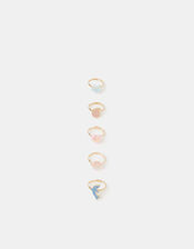 5-Pack Girls Sea Life Adjustable Rings, , large
