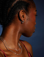 Sterling Silver-Plated Twist V Shape Hoop Earrings, , large